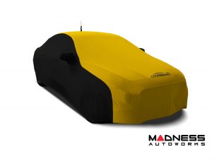 Volkswagen ID. Buzz Custom Fit Vehicle Cover - Satin Stretch - Velocity Yellow w/ Black Sides + Rear Passenger Charger Port Flap